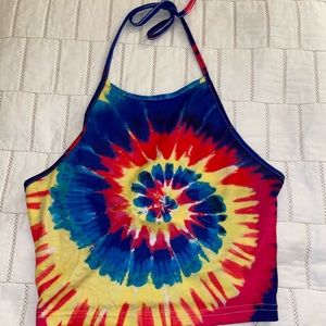 Rainbow tie dye halter top